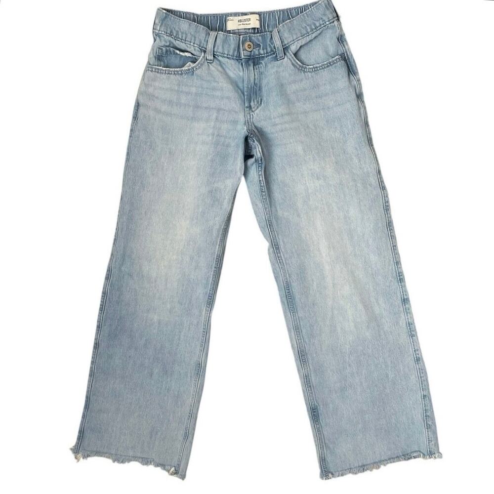 Hollister Low Rise Baggy Size Small Light Blue Raw Edge Hem